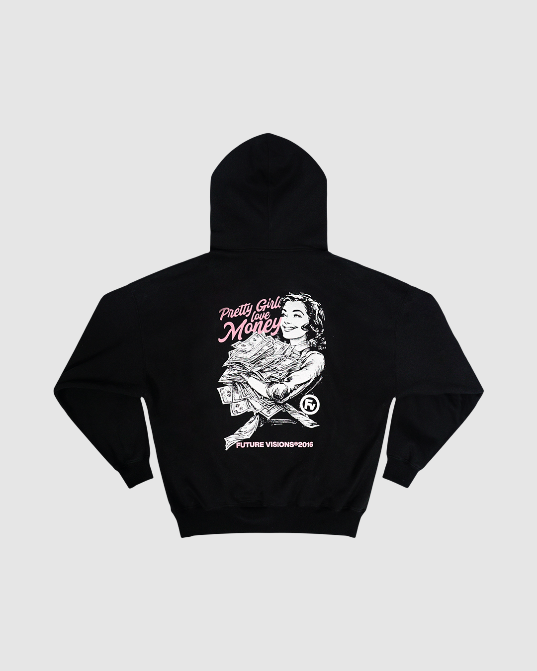 PRETTY GIRLS LOVE MONEY HOODIE BLACK Future Visions Clothing